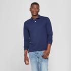 Men's Standard Fit Long Sleeve Pique Polo Shirt - Goodfellow & Co Navy Voyage