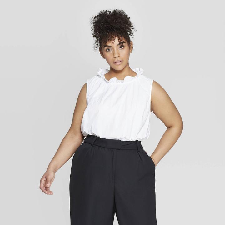 Women's Plus Size Sleeveless Crewneck Tank Top - Prologue White