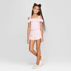 Girls' Ruffled Love Cover Up Rompers - Cat & Jack Pink
