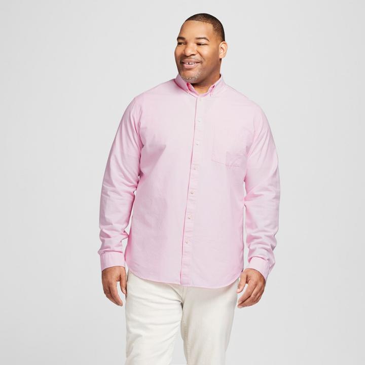 Men's Big & Tall Long Sleeve Whittier Button-down Shirt - Goodfellow & Co Cheerful Pink