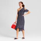 Women's Polka Dot One Shoulder Midi Dress - A New Day Navy
