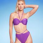 Women's Lightly Lined Ribbed Halter Bikini Top - Shade & Shore Purple