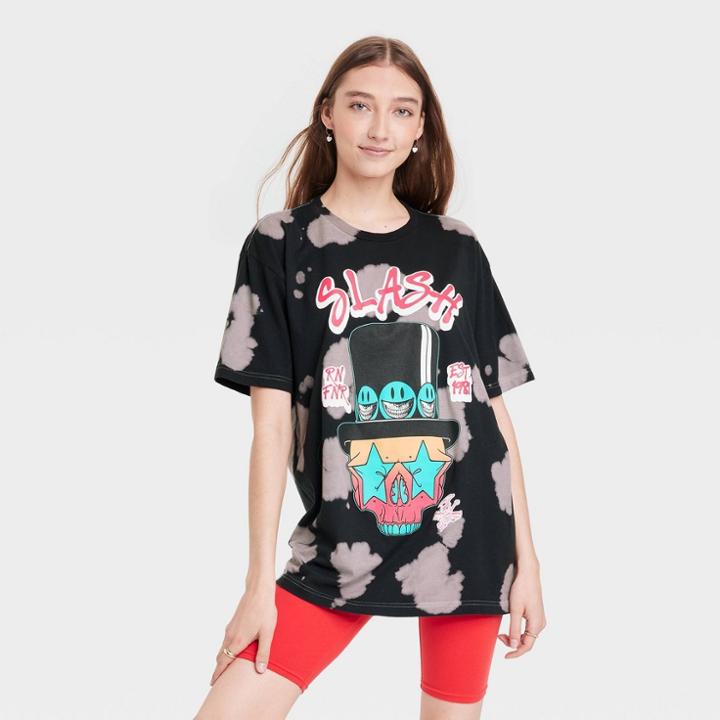 Women's Slash Oversized Short Sleeve Graphic T-shirt - Xs, Green/black