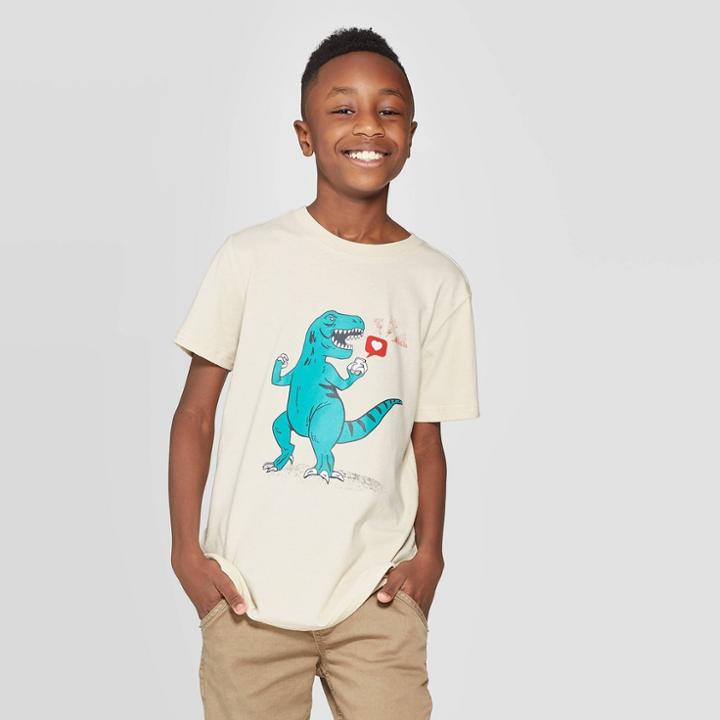 Petiteboys' Valentines Day Short Sleeve Graphic T-shirt - Cat & Jack Almond Cream L, Boy's, Size: