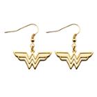 Women's Dc Comics Wonder Woman Logo Cutout Earrings - Gold, Stainless