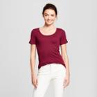 Women's Fitted Short Sleeve Scoop T-shirt - A New Day Burgundy (red)
