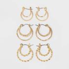 Gold-tone Click Top Hoop Earring Set 3pc - Wild Fable Gold