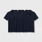 Boys' 3pk Short Sleeve Pique Uniform Polo Shirt - Cat & Jack Dark Blue
