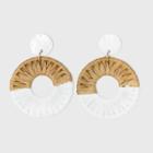 Shell Disc Post With Woven Raffia Drop Earrings - A New Day White