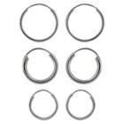 Distributed By Target Sterling Silver Trio Endless Hoop Earring Set - Silver,