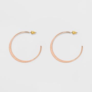 Open Hoop With Flat Casting Earrings - Universal Thread Rose Gold
