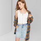 Women's Square Neck Zip-front Cropped Tank Top - Wild Fable Almond Cream