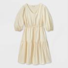 Women's Plus Size Long Sleeve Tiered Midi Dress - Ava & Viv Ivory 3x, Women's,
