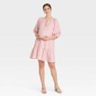The Nines By Hatch Puff 3/4 Sleeve Maternity Dress Pink