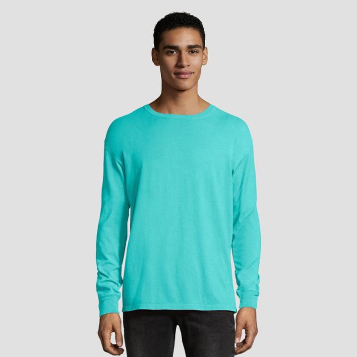 Hanes 1901 Men's Big & Tall Long Sleeve T-shirt - Mint (green)