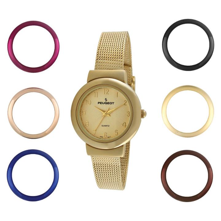 Target Women's Peugeot Interchangeable Bezel Champagne Dial Watch