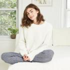 Women's Cozy Plush Chenille Sleep Pullover Sweater - Stars Above Cream