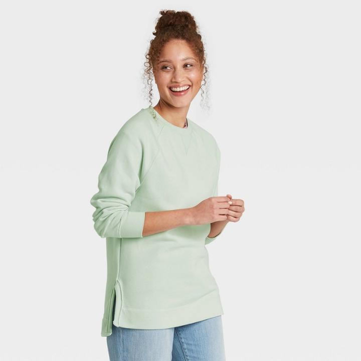Women's Crewneck Fleece Tunic Sweatshirt - Universal Thread Mint