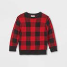 Toddler Boys' Buffalo Check Crew Neck Pullover Sweater - Cat & Jack Red