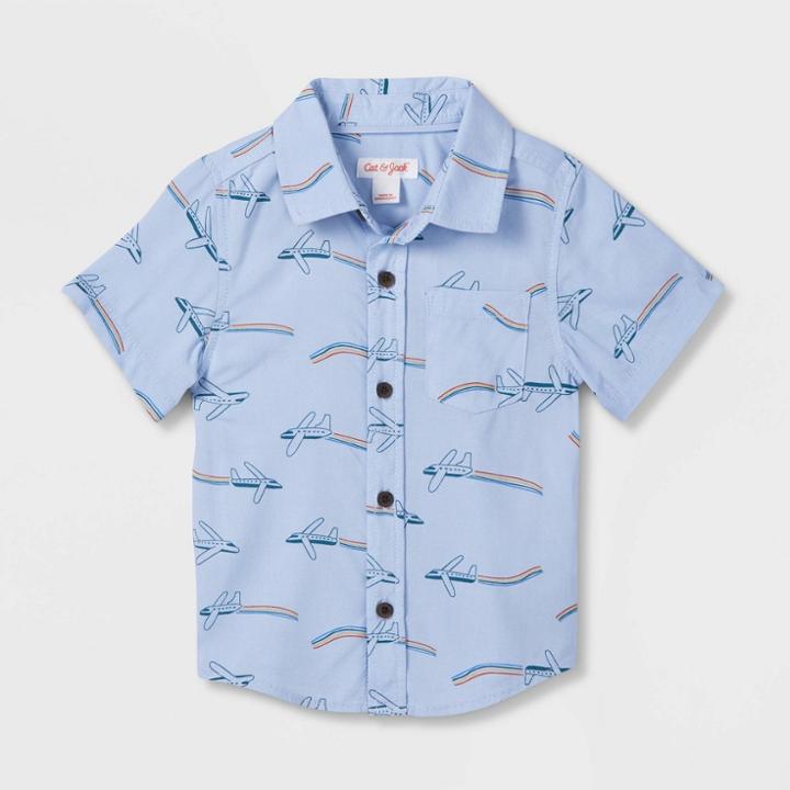 Toddler Boys' Short Sleeve Challis Shirt - Cat & Jack Blue