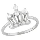 Tiara Kid's Cubic Zirconia Royal Crown Ring In Sterling Silver, Girl's,