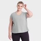 Women's Plus Size Short Sleeve Scoop Neck T-shirt - All In Motion Charcoal Heather