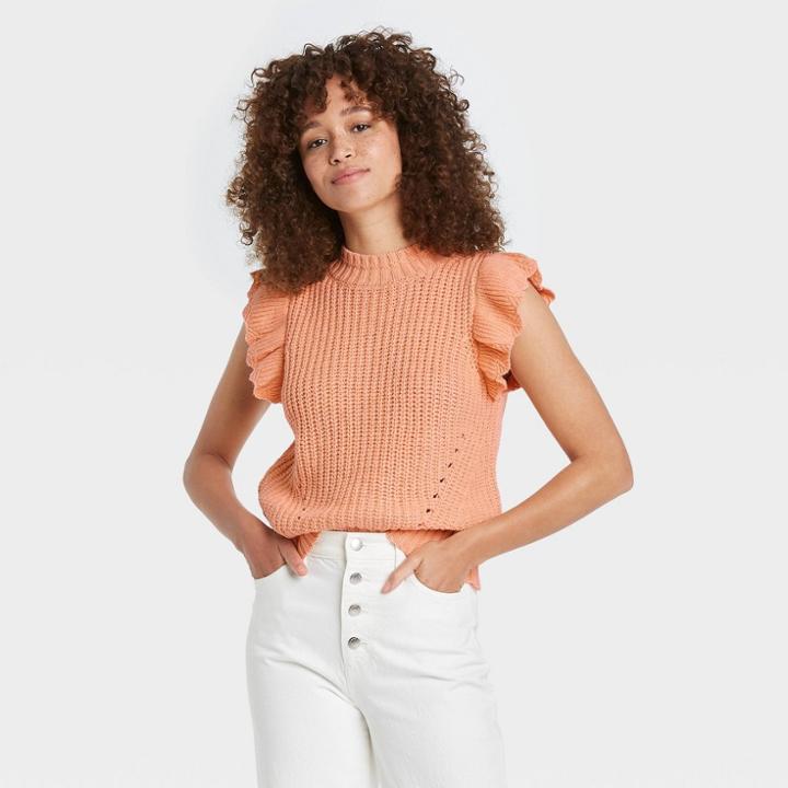 Women's Crewneck Sweater Vest - Universal Thread Blush Peach