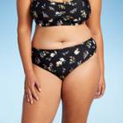 Juniors' Plus Size Cheeky Hipster Bikini Bottom - Xhilaration Black Floral X