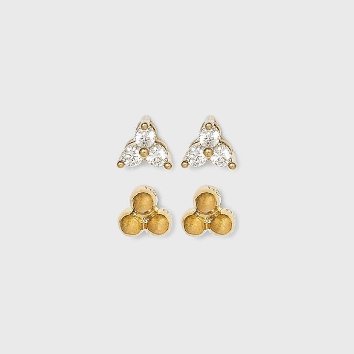 14k Gold Plated Cubic Zirconia Ball Cluster Stud Earring Set - A New Day
