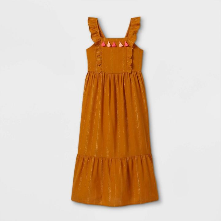 Girls' Shine Woven Maxi Dress - Cat & Jack Copper Brown