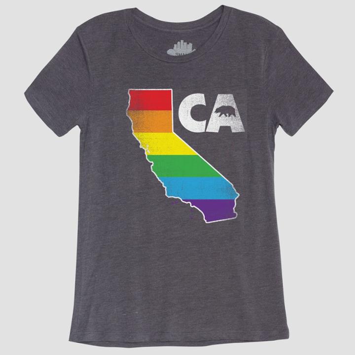 Women's Short Sleeve Ca State Rainbow Graphic T-shirt - Awake Charcoal