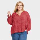 Women's Plus Size Long Sleeve Blouse - Knox Rose Coral Red