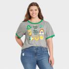 Modern Lux Women's Plus Size St. Patrick's Day Icons Short Sleeve Graphic T-shirt - Gray