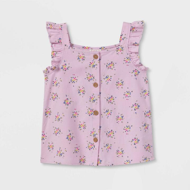 Girls' Printed Sleeveless Woven Top - Cat & Jack Purple