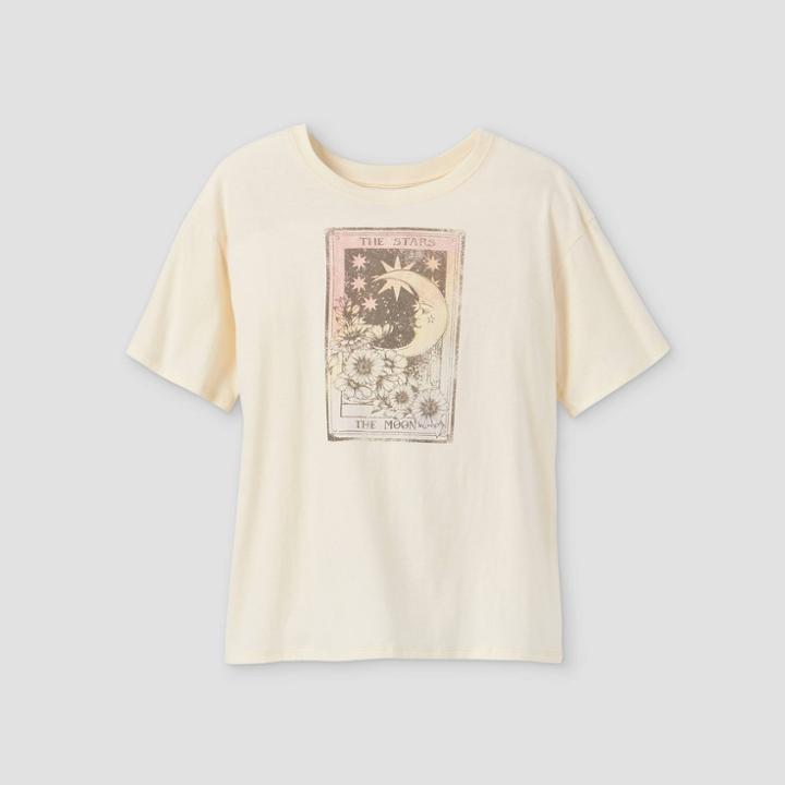 Girls' Oversized Graphic Short Sleeve T-shirt - Art Class Cream