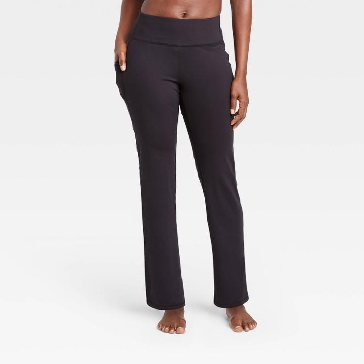 Women's Contour Curvy Mid-rise Straight Leg Pants With Power Waist 28.5 - All In Motion Black S - Short, Women's, Size: