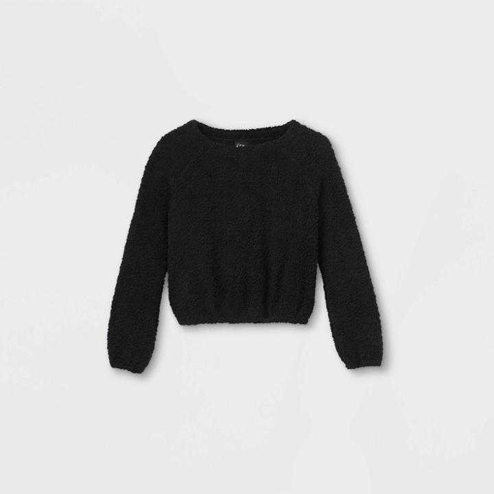 Girls' Crew Neck Knit Pullover - Art Class Black