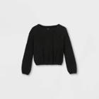 Girls' Crew Neck Knit Pullover - Art Class Black