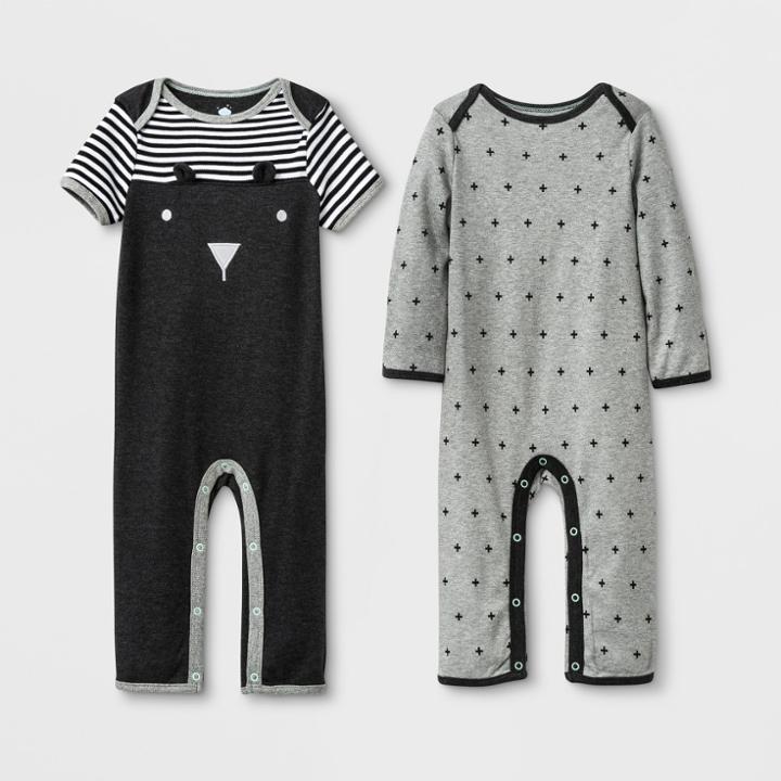 Baby 2pk Coveralls - Cloud Island Black/gray