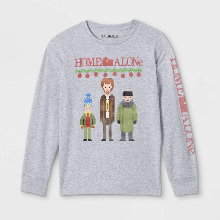 Boys' Home Alone Long Sleeve Graphic T-shirt - Heather Gray