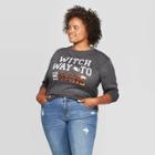Modern Lux Women's Witch Way Wine Plus Size Long Sleeve T-shirt - Charcoal 3x, Size: