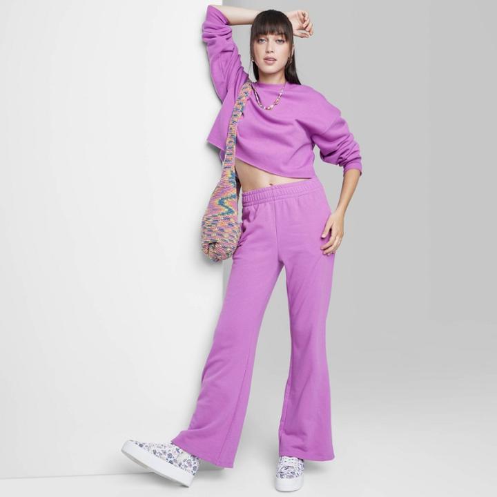 Women's High-rise Wide Leg French Terry Sweatpants - Wild Fable Vibrant Purple Xxs