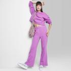 Women's High-rise Wide Leg French Terry Sweatpants - Wild Fable Vibrant Purple Xxs