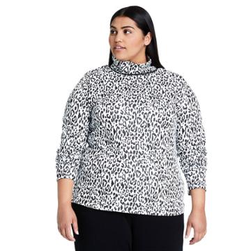 Women's Plus Size Leopard Print Long Sleeve Turtleneck T-shirt - Victor Glemaud X Target Black