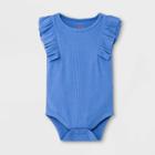 Baby Girls' Rib Ruffle Bodysuit - Cat & Jack Blue