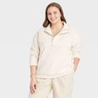 Women's Plus Size Quarter Zip Sweatshirt - A New Day Cream