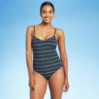 Kona Sol Women's High Tide Textured Stripe Modern One Piece Swimsuit - Kona