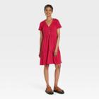 Women's Flutter Short Sleeve Knit A-line Dress - Knox Rose Red