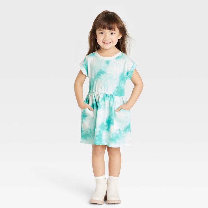 Toddler Girls' Tie-dye Short Sleeve Dress - Cat & Jack Cream