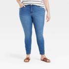 Women's Plus Size Mid-rise Skinny Jeans - Ava & Viv Light Wash 16w,